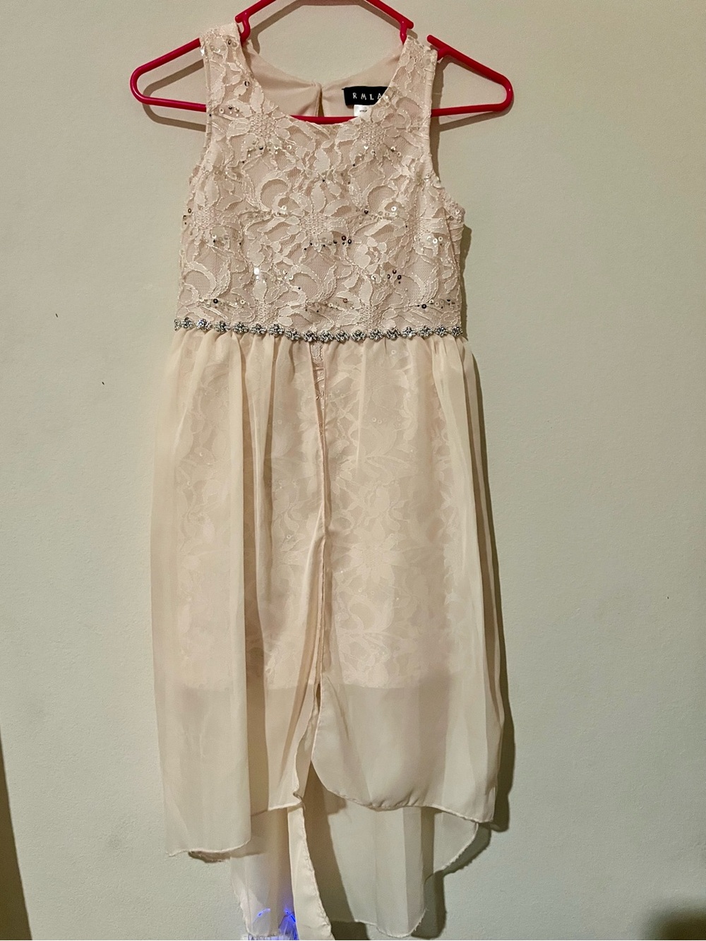 Girls light pick chiffon dress NWOT